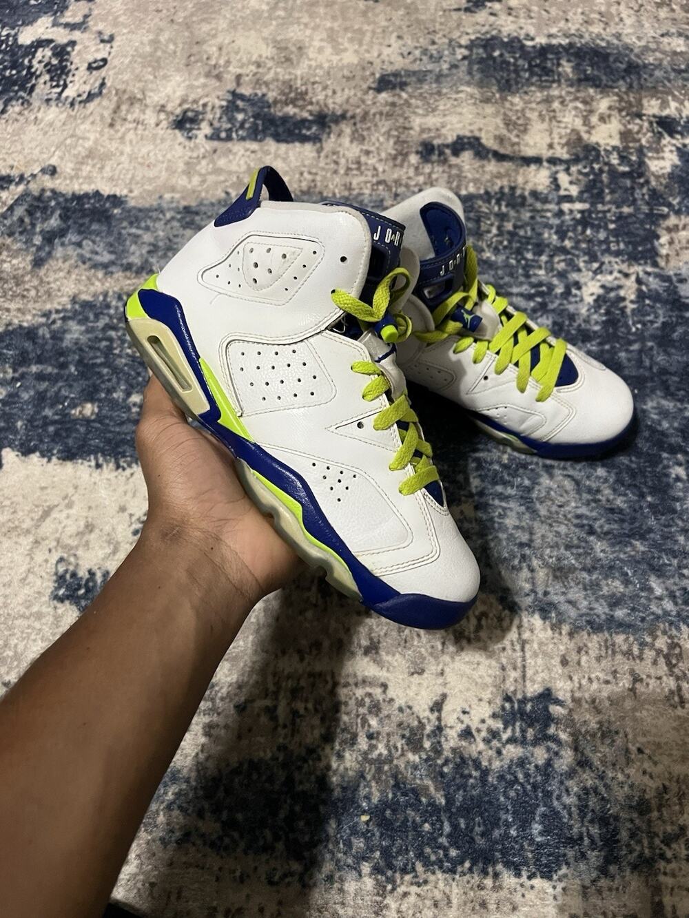 Size 6.5y- Nike Jordan 6 Retro Fierce Green GG 2014 543390-108 Seahawks Green